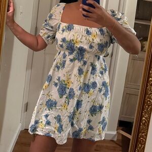faithfull the brand floral mini dress with puff sleeves